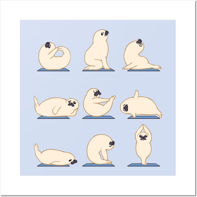 Baby Seal Yoga Wall Art by huebucket